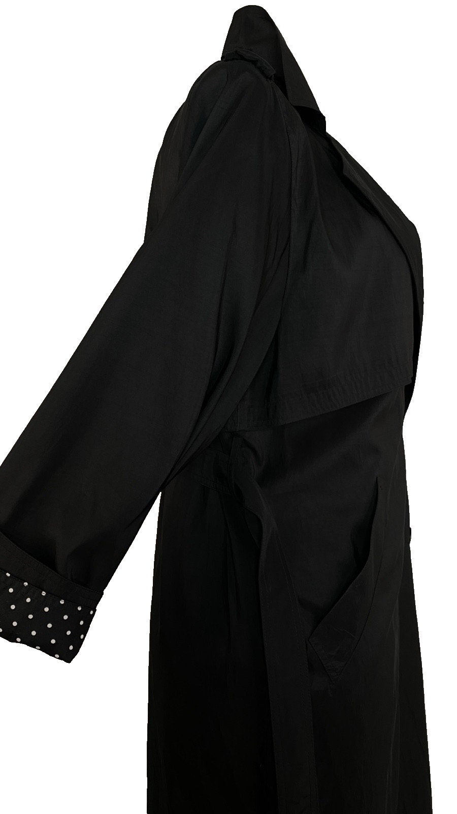 Vintage 1990s black long raincoat 14 XL trench coat rain jacket nylon plus size