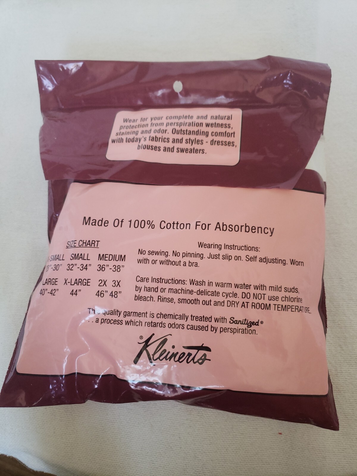 Kleinerts Garment Shield White Large Cotton