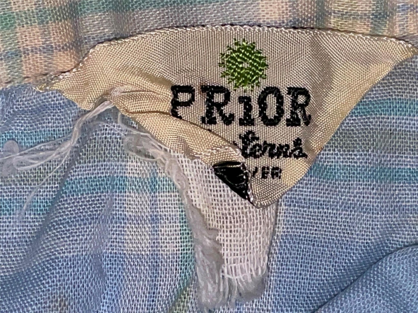VTG 60S 70S WOMENS XS 32 PRIOR BLUE PLAID STRIPE BUTTON WESTERN COWBOY SHIRT