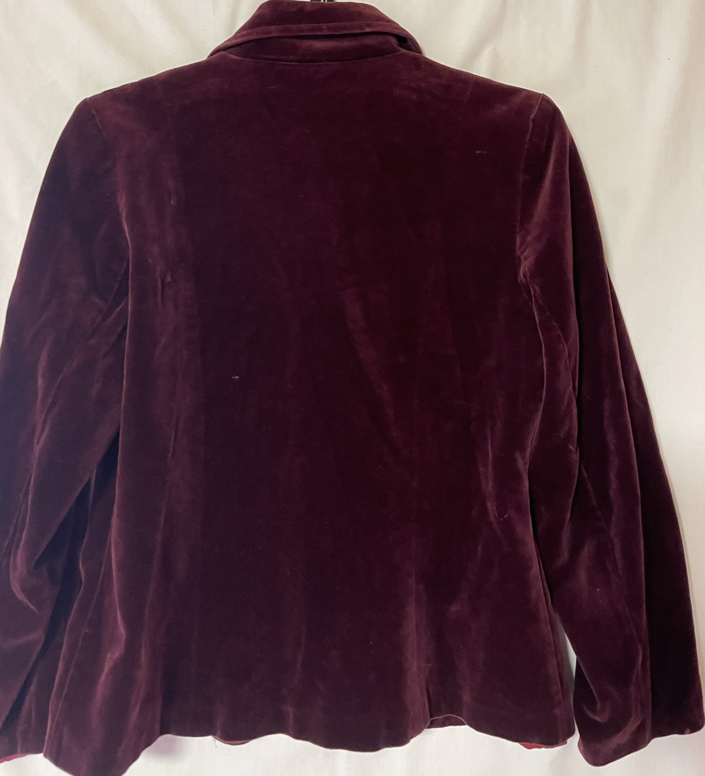 VINTAGE 70’S NORDSTROM GALLERY, DARK PLUM, VELVET 2 BUTTON BLAZER, M, 36″ BUST