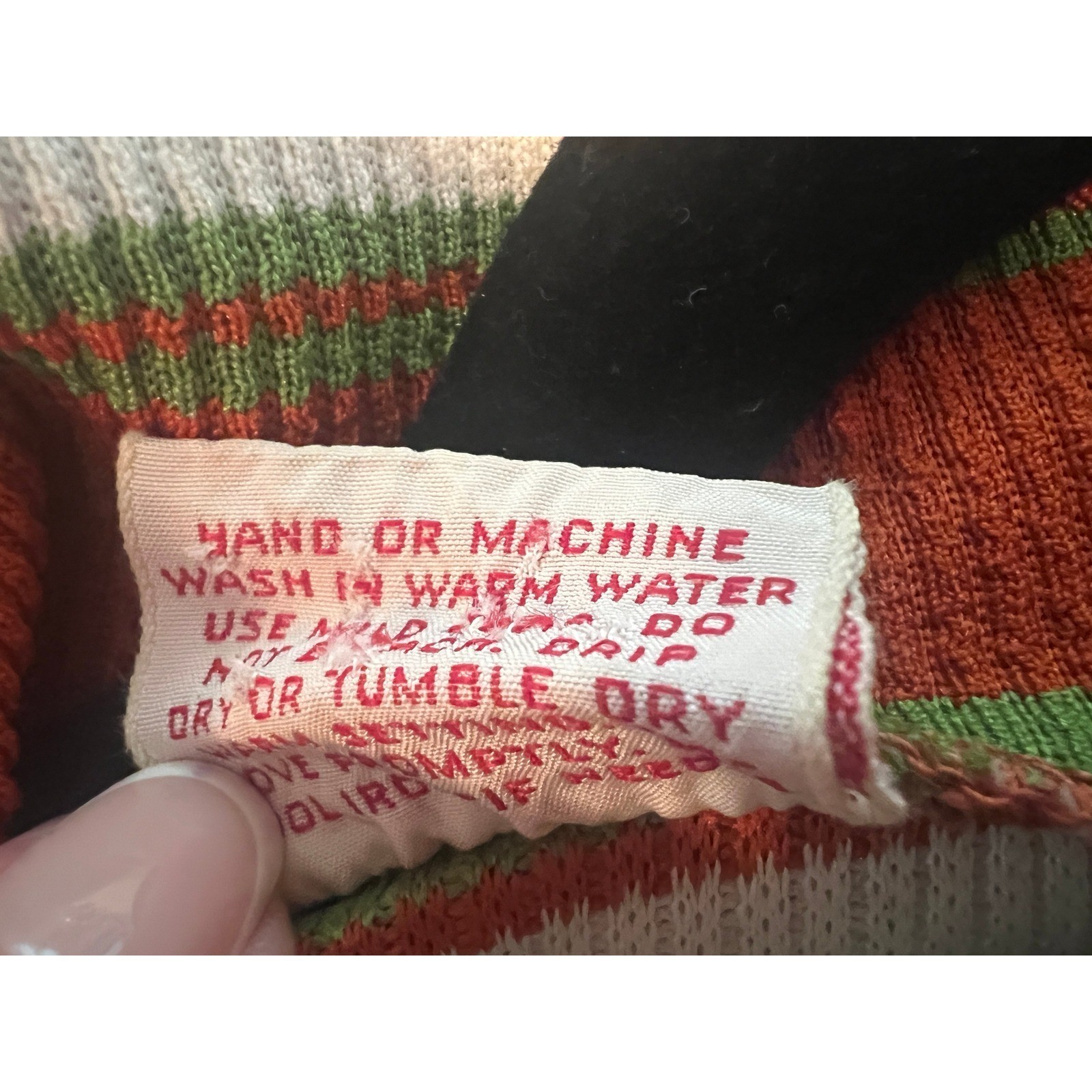 Vintage Mock Turtleneck Top M Striped 1970s Zip Ribbed Knit Poly Orange Green