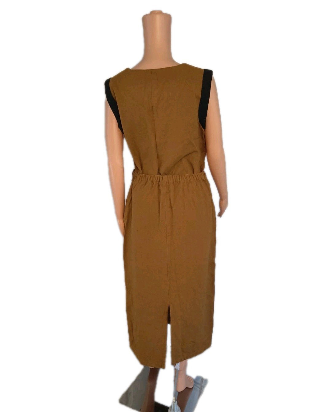 Ashro Vintage Brown Black Trim 2-Piece Skirt Set Size 12 Sleeveless 100% Cotton