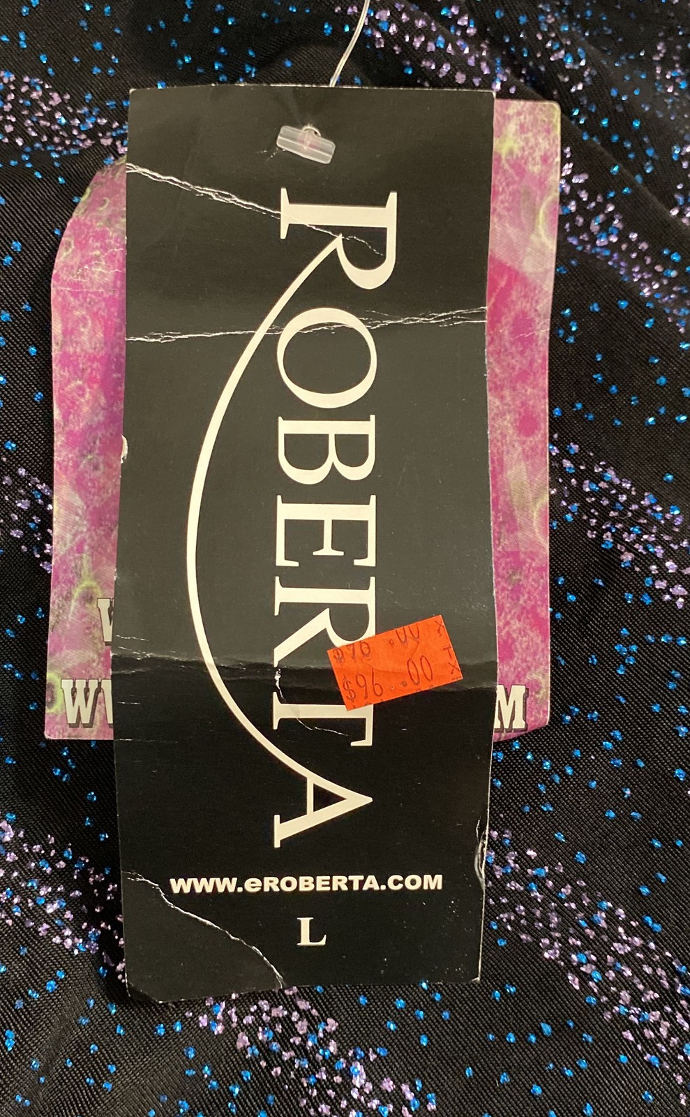 Roberta Women’s Blue Glitter Gown Vintage Y2K Multi-Strap Back NWT Sz L