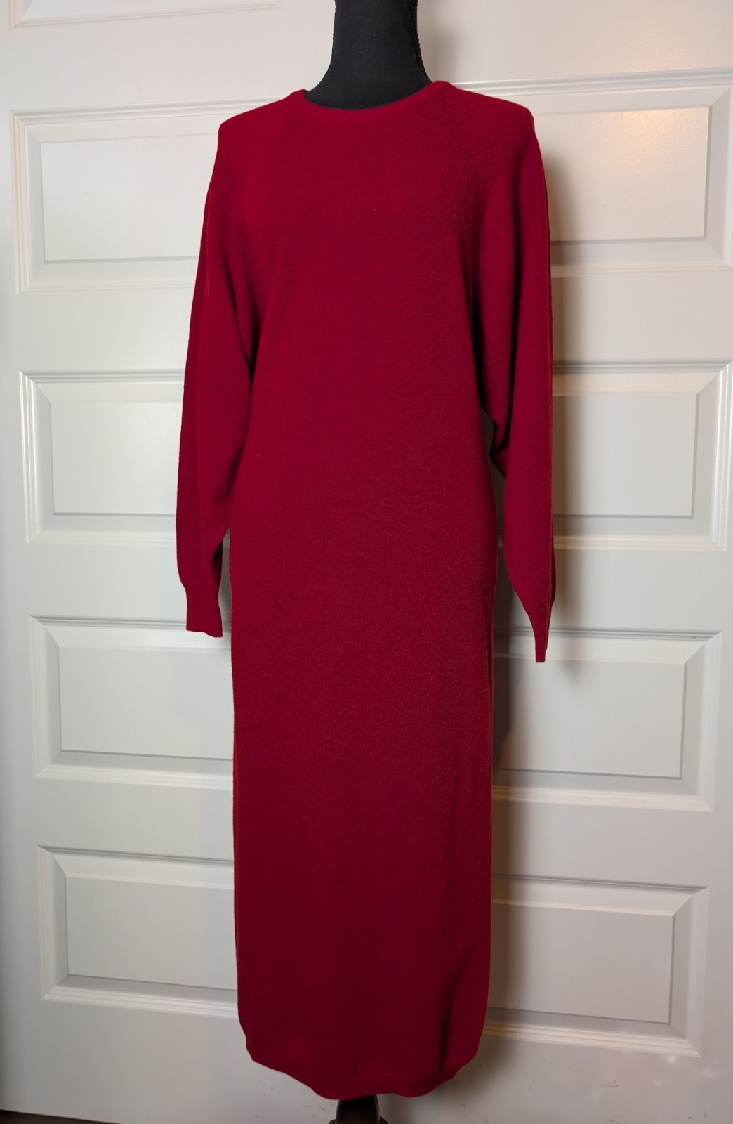 Vintage 80s The Scotch House Size S/M Sweater Dress Midi Red Lambswool Scotland