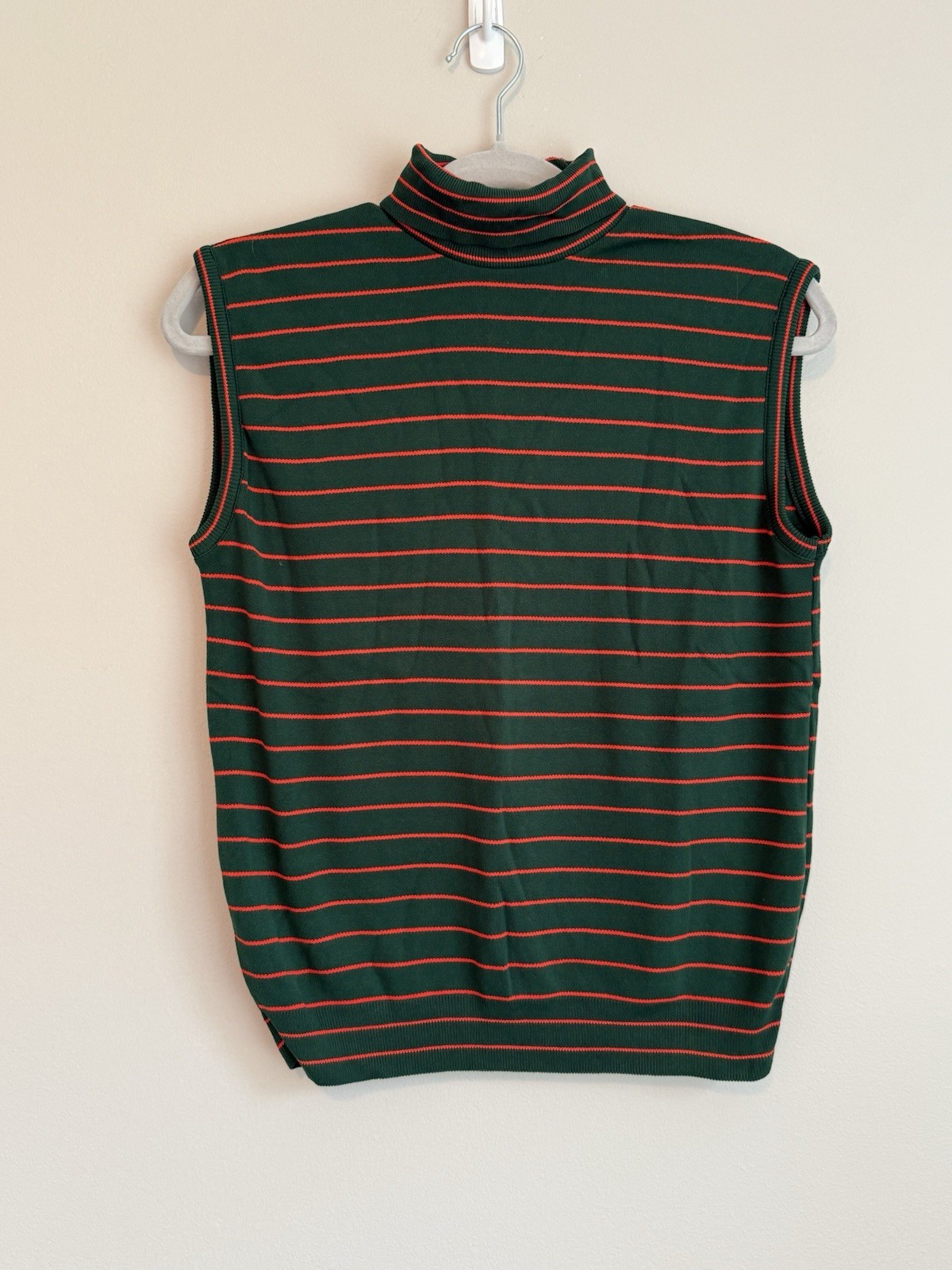 VINTAGE Women’s 60s? Shirt W/ Green Orange Stripes Sleeveless