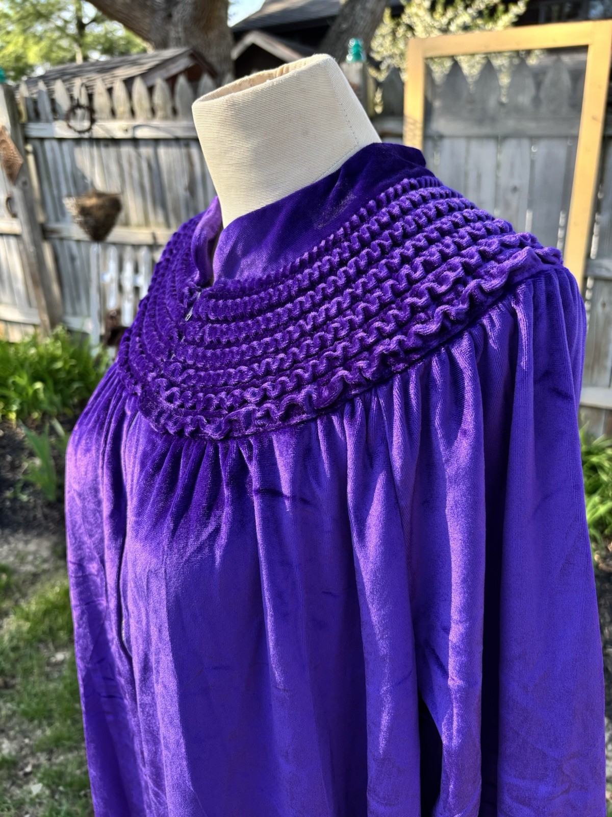 VTG Women Velour PURPLE Front Zip Long Robe Housecoat Luxurious 80s NOS M B38-40