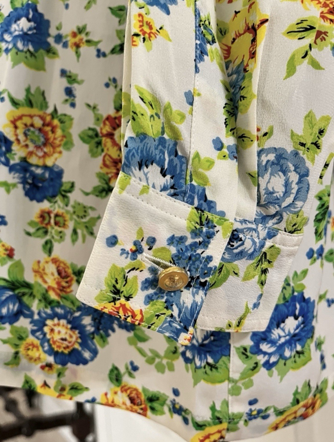 Vintage GIANNI VERSACE Floral Oversized Silk Blouse, Made In Italy, Signed