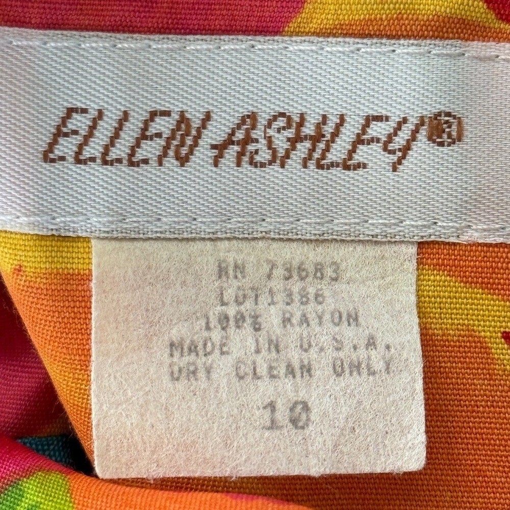 A2 Ellen Ashley Dress Tropical Floral Shift 1990s Vintage Resort SleevelesS 10