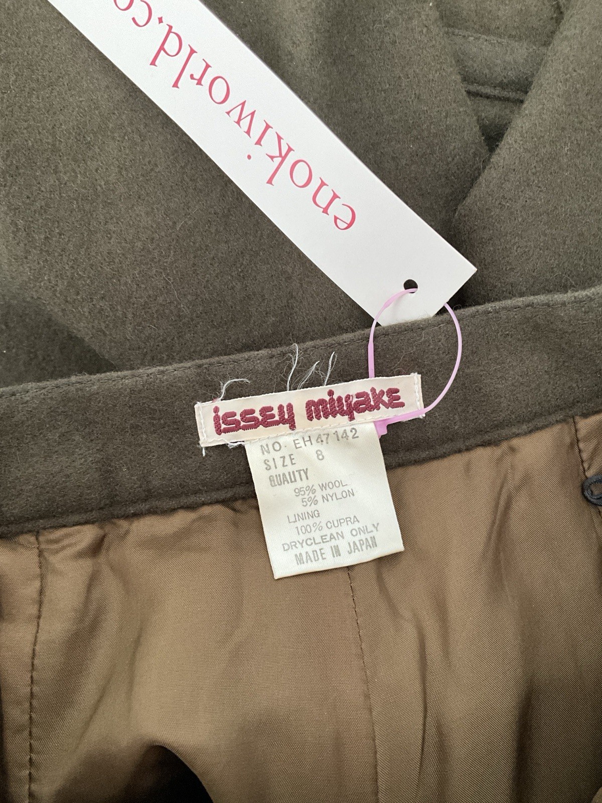 Vintage 1970’s Issey Miyake Olive Wool Pants with Webbed Knees