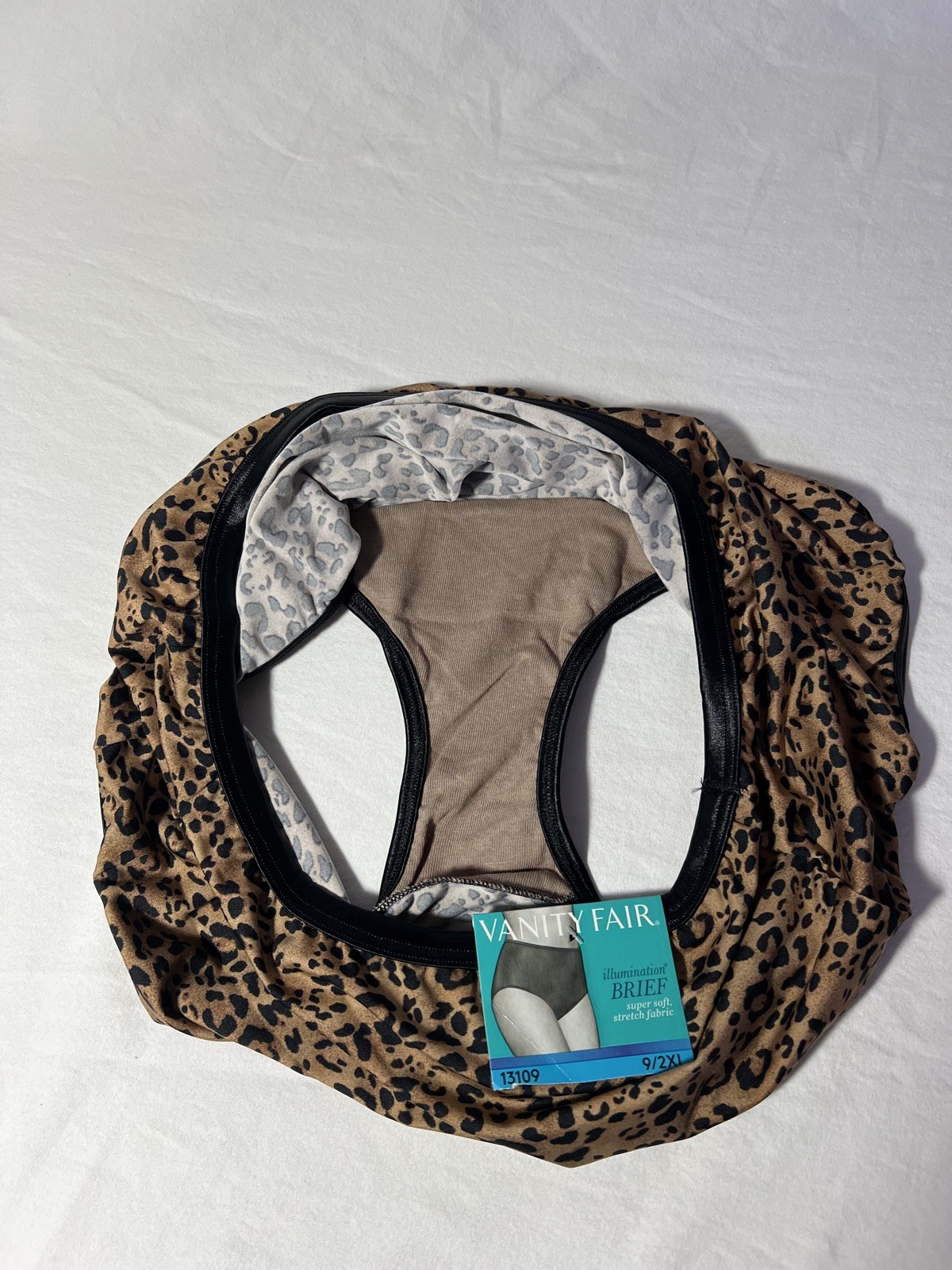 Soft & Silky Vanity Fair Illumination 9/2XL Granny Panty Brief Leopard Print