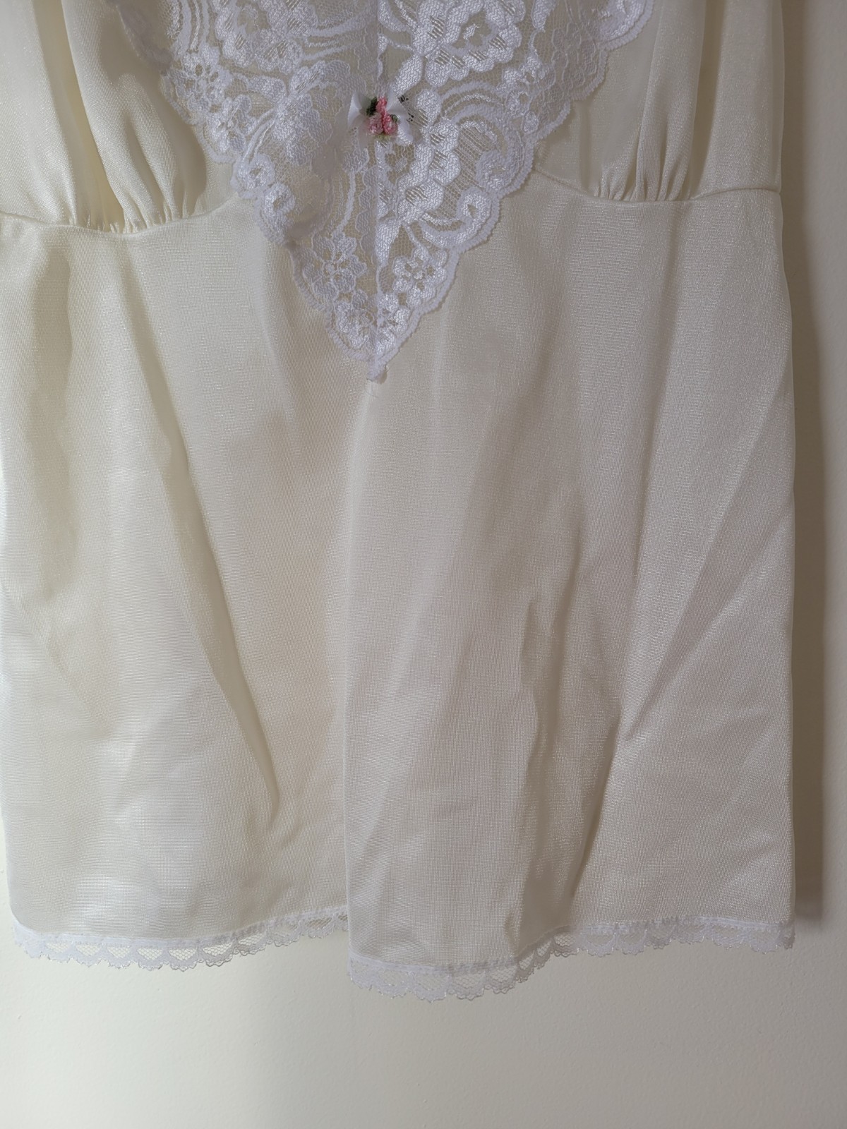 VTG Ashley Taylor Nylon Lace Trim Cami White Off White SM