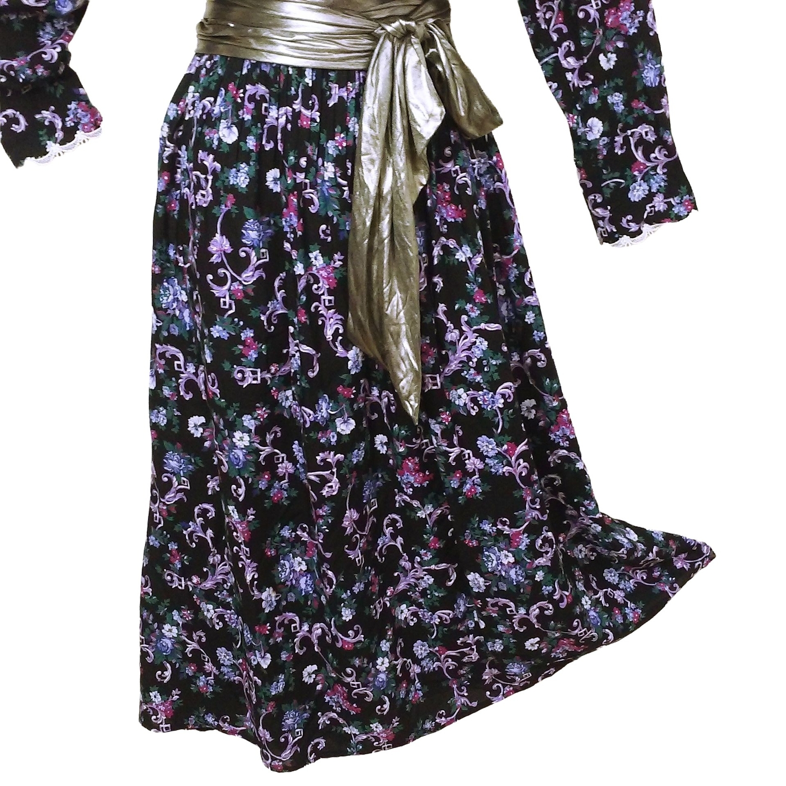 Vintage ’87 Scott McClintock 2-pc Set Victorian Lace Blouse Skirt Dark Floral