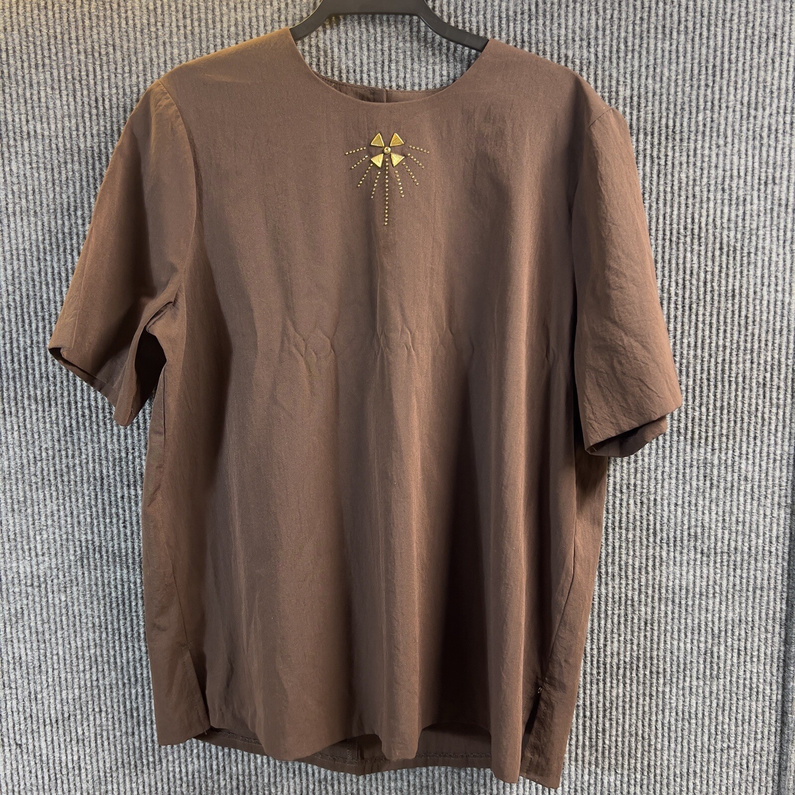 VTG 1980’s G.W. Division Of Graff Blouse Womens Size 16 Brown Polyester USA