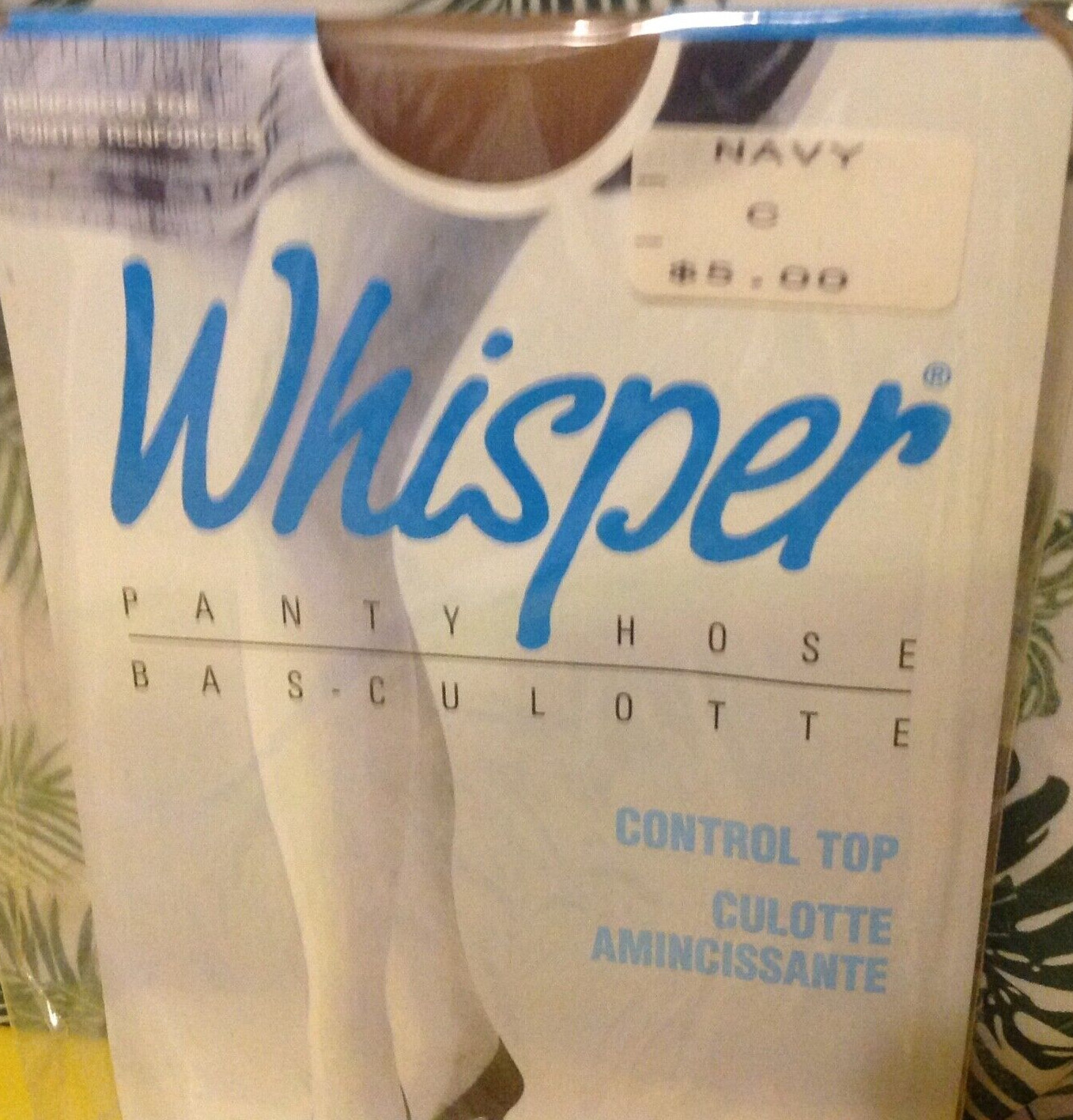 Vintage Pantyhose Whisper Control Top Color Navy Size C BWW02