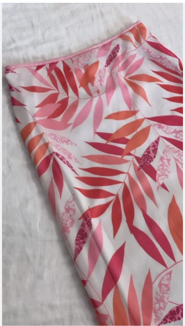 Vintage 90s Y2k Pink White Floral Midi Skirt Wrapper Brand