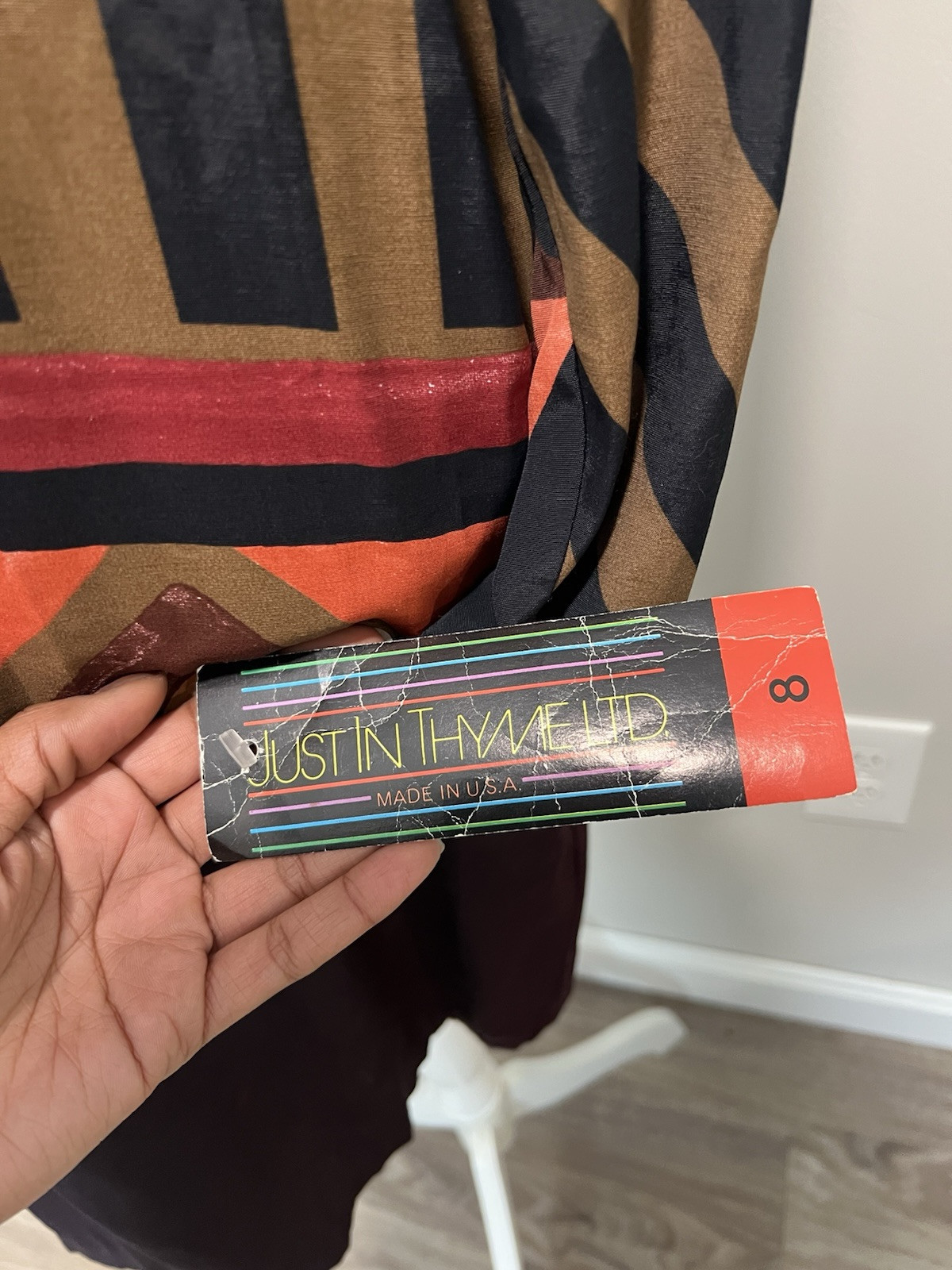 80s/90s Just In Thyme LTD. Multicolored Abstract, Geometric Printed Dress Size 8