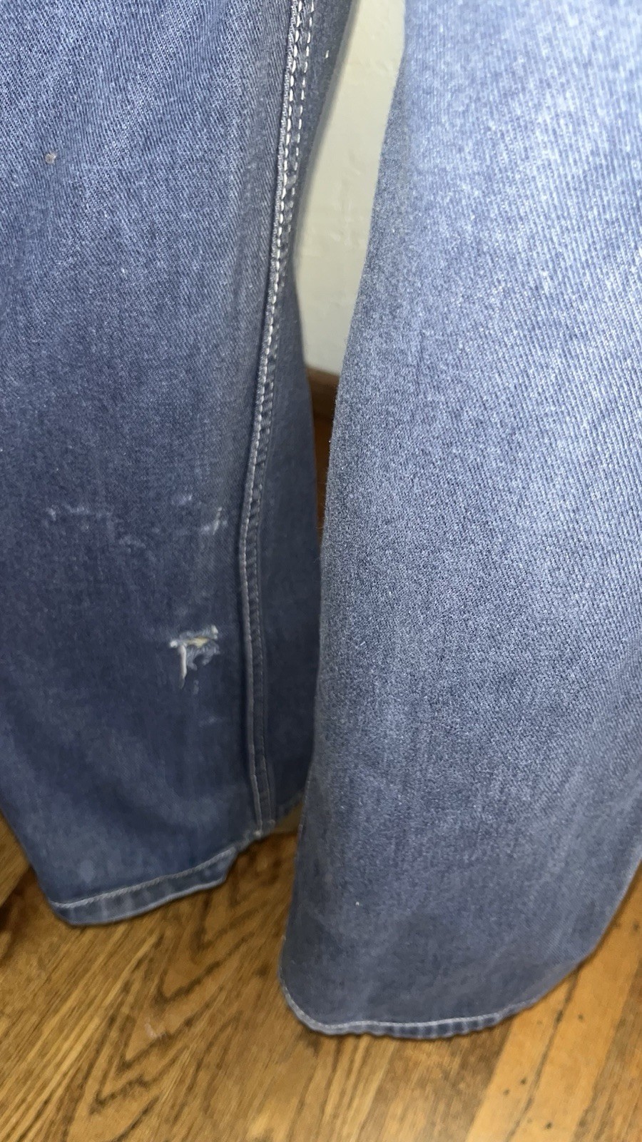 Vintage 70s DADDY’S MONEY Dark Jeans Disco Flare Wide Leg Sz 9 27” Waist RARE