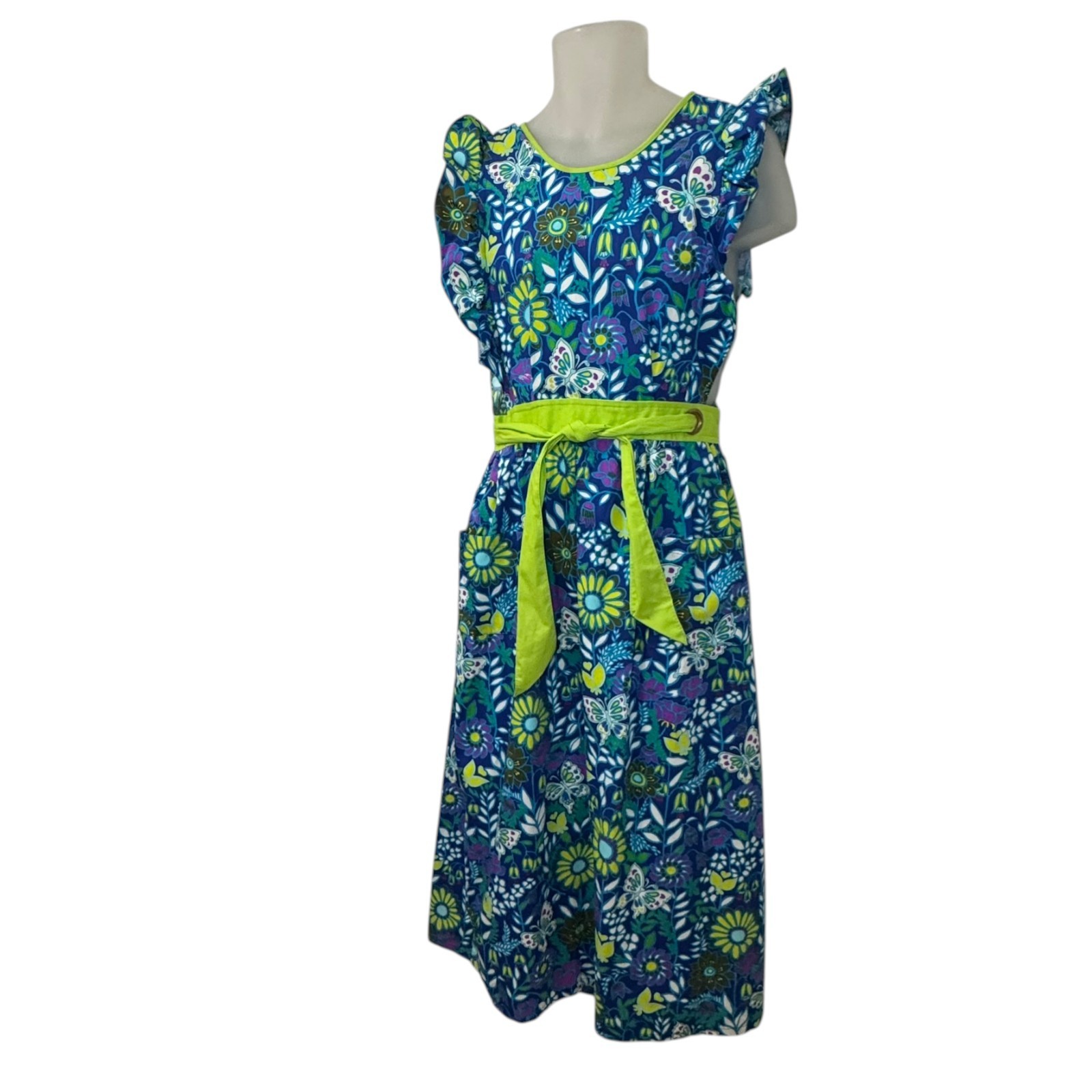 Vintage 70s Design House Japan Floral Pinafore Apron Dress Boho Cottagecore