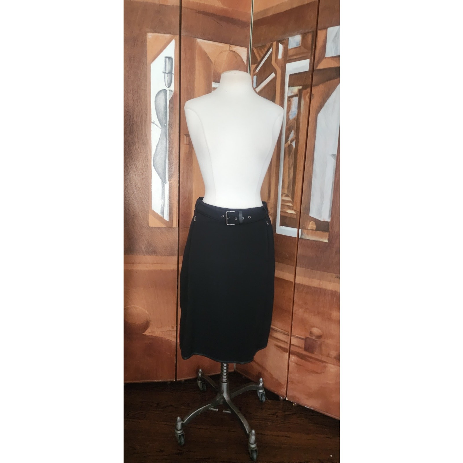 Vintage 1990s Prada Skirt Red Tab Linea Rossa Black A Line