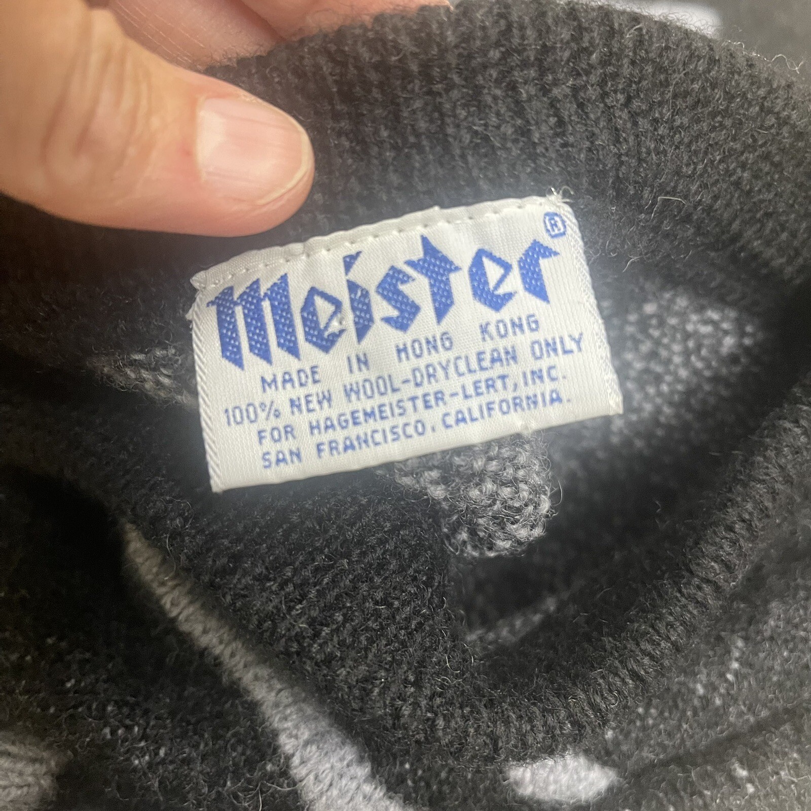 WOMENS MEISTER SKI SWEATER Hong Hong SZ L HONG KONG 100% New Wool Grey Black ?