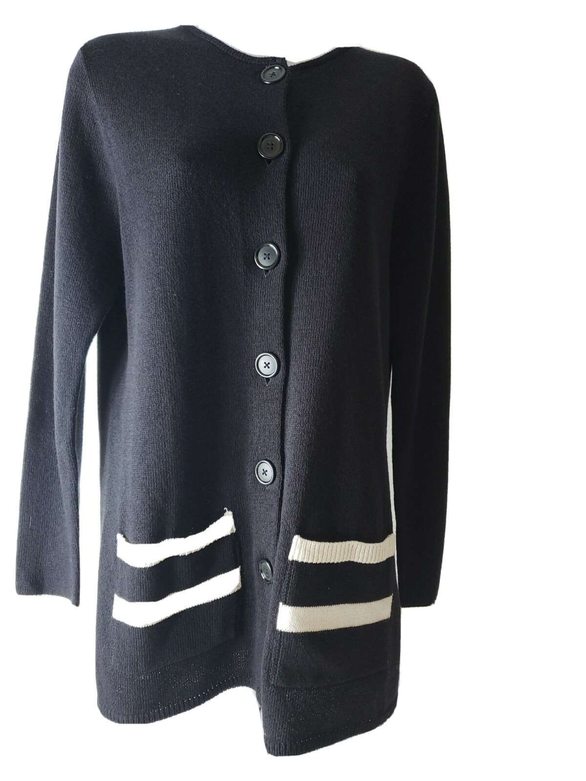Laura By Alyzia Cardigan womens Sz 8 Sweater black Buttons Vtg Career church
