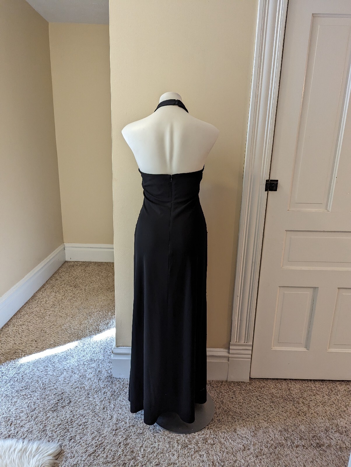 Vintage 90s De Laru by Shelia Ren black w/ sparkly beading halter dress size L