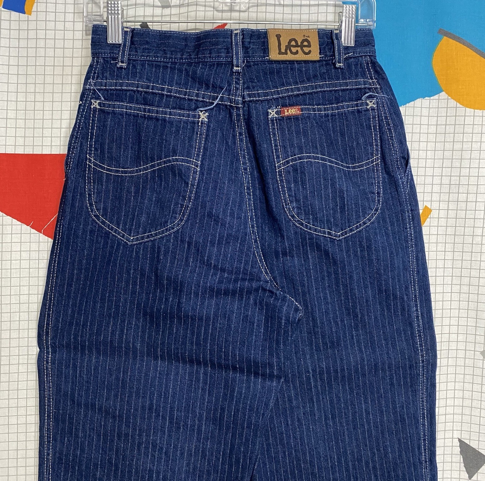 Vintage 70s Lee Jeans Pinstripe Pleated 27×29 High Waist Mom Talon Zipper USA