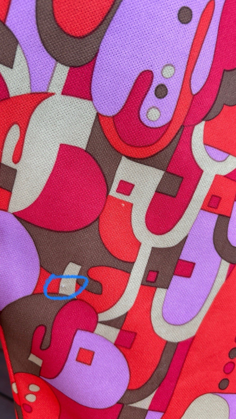 vtg 60s Colorful Geometric Print Flounce Sleeve Psychedelic A-Line Swing Dress