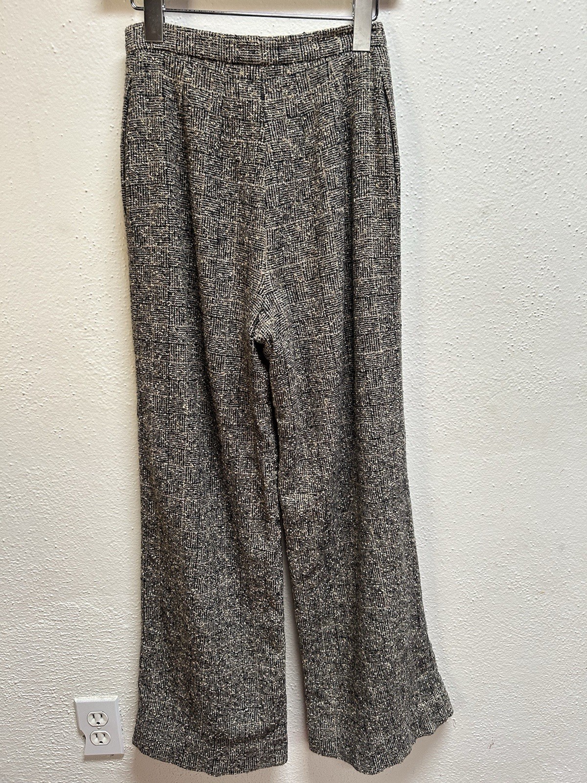 Vintage Chanel Tweed Wide Leg Trousers Wool Blend Silk Lining