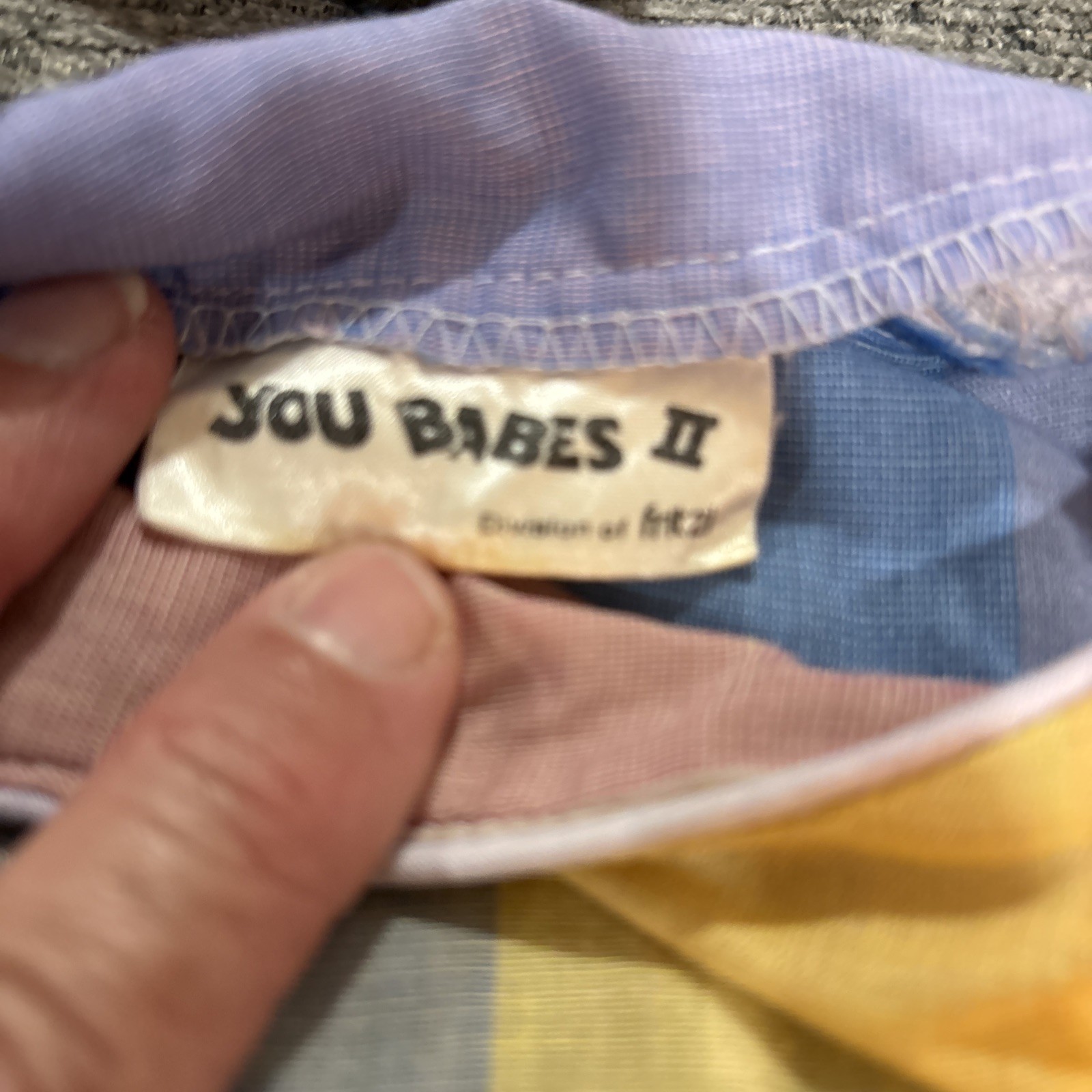 VTG You Babes II Dress Puff Sleeve 1980s Pastel Stripe Spring Sz 9