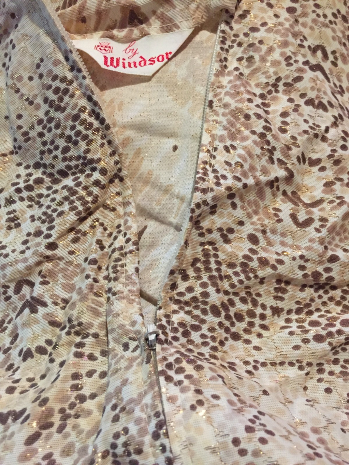 Vintage 70’s dress size M women by Windsor „snake skin” print zipper