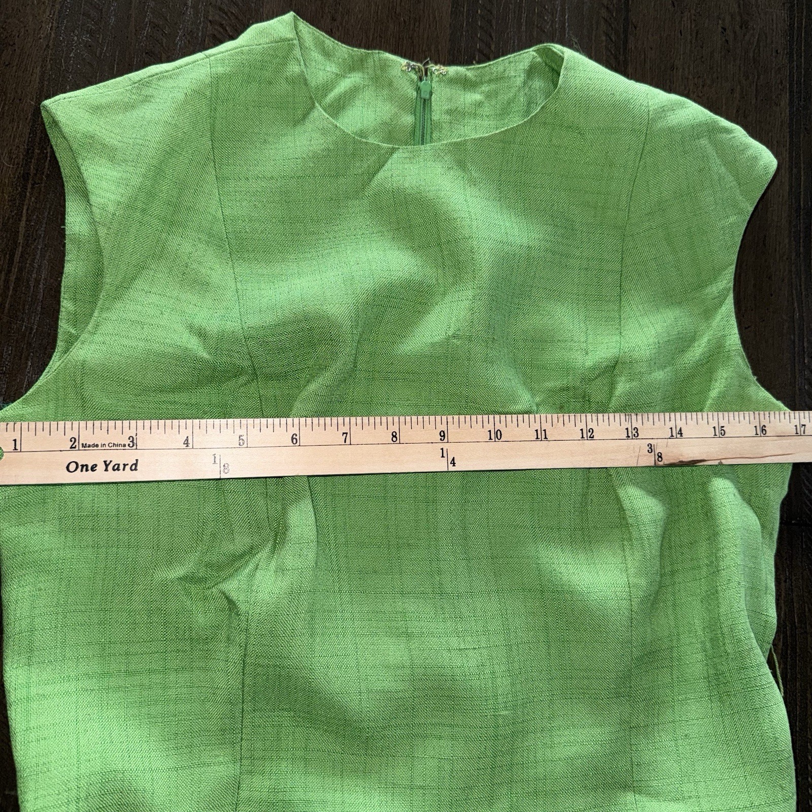 Vintage 1960s House Of Brunel Princess Dress Lime Green Linen ILGWU Mod MCM✅desc