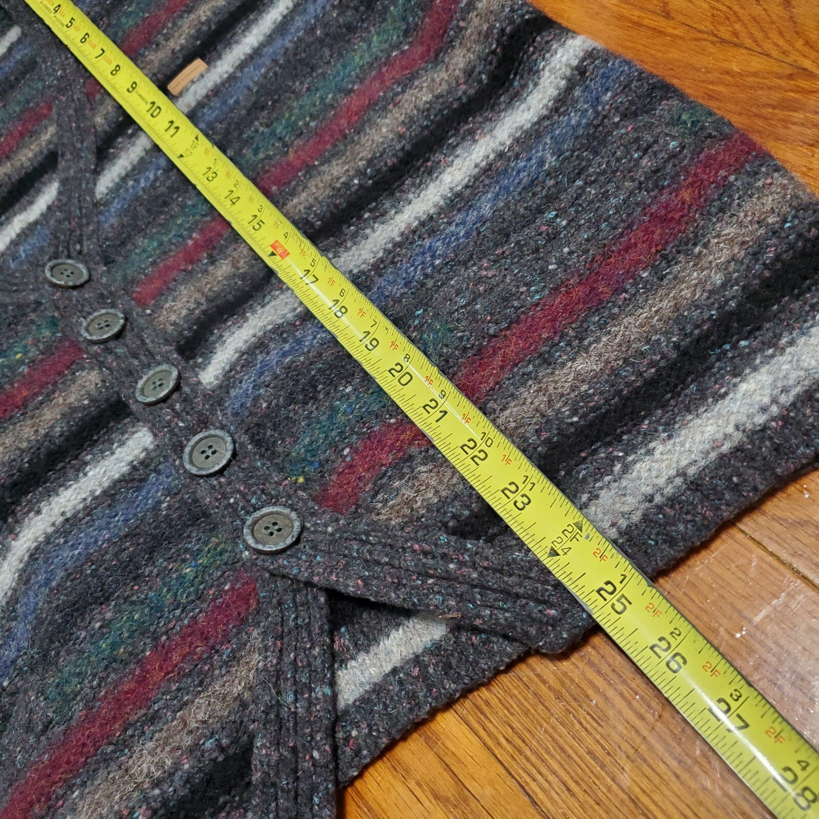 VTG Les Copains Sportswear Striped Oversized Wool Silk Cardigan Vest Sz 52 Rare