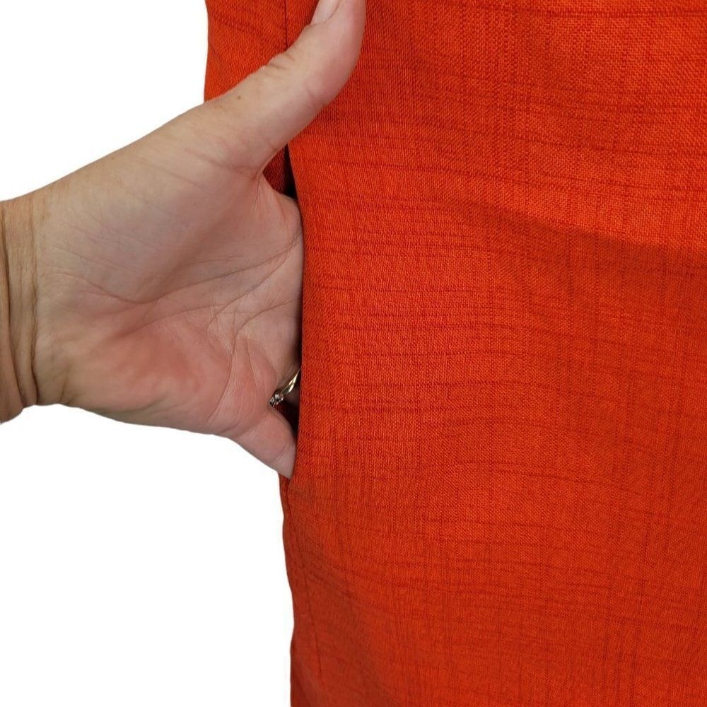 70’s Mod Brady Bunch Handmade Hostess Dress Sz S Pockets Orange Mad Men Office