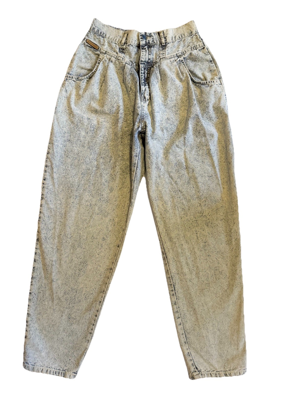 Vtg 80’s P.S. Gitano Acid Wash Pleated Mom Jeans High Waste Tapered Leg 27×28″