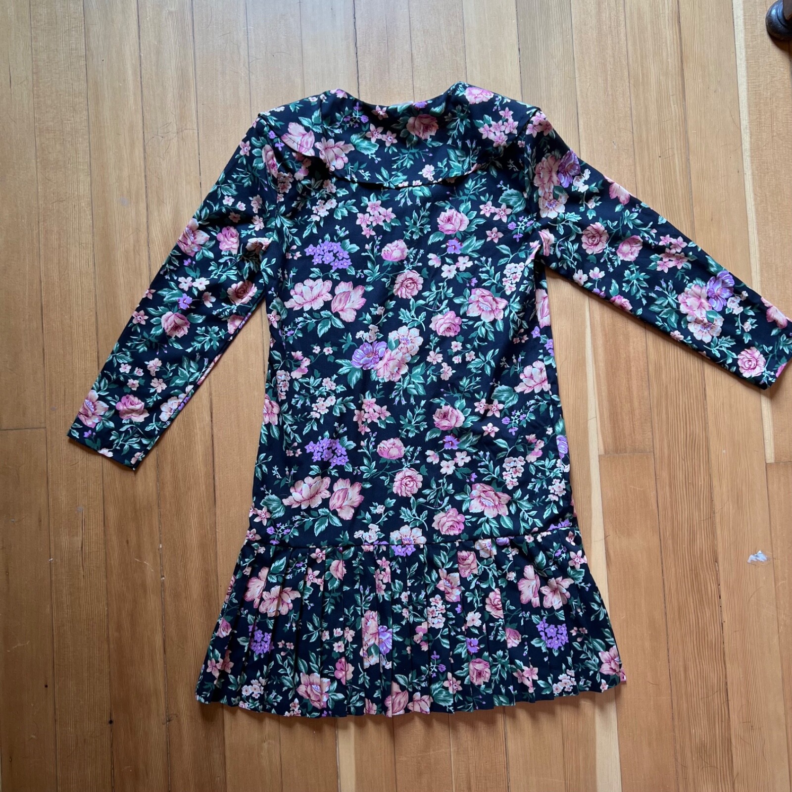 vintage 80s/90s drop waist dark floral dress 9/10 M