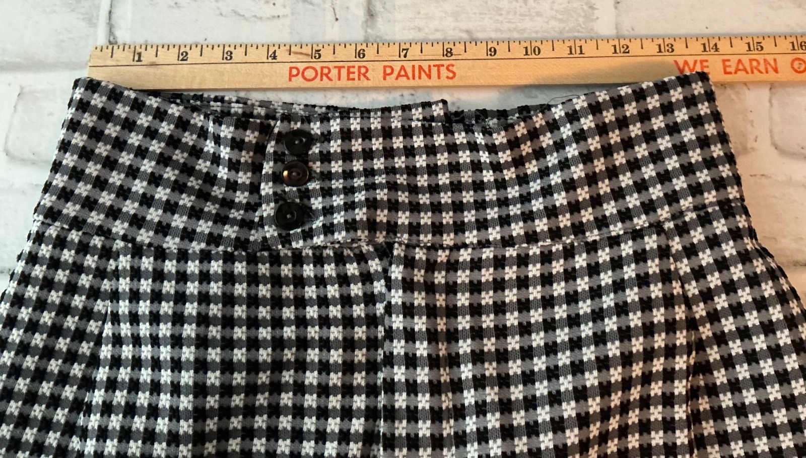 BLACK/WHITE HOUNDSTOOTH POLYESTER WIDELEG 12 „W BELL BOTTOM PANTS