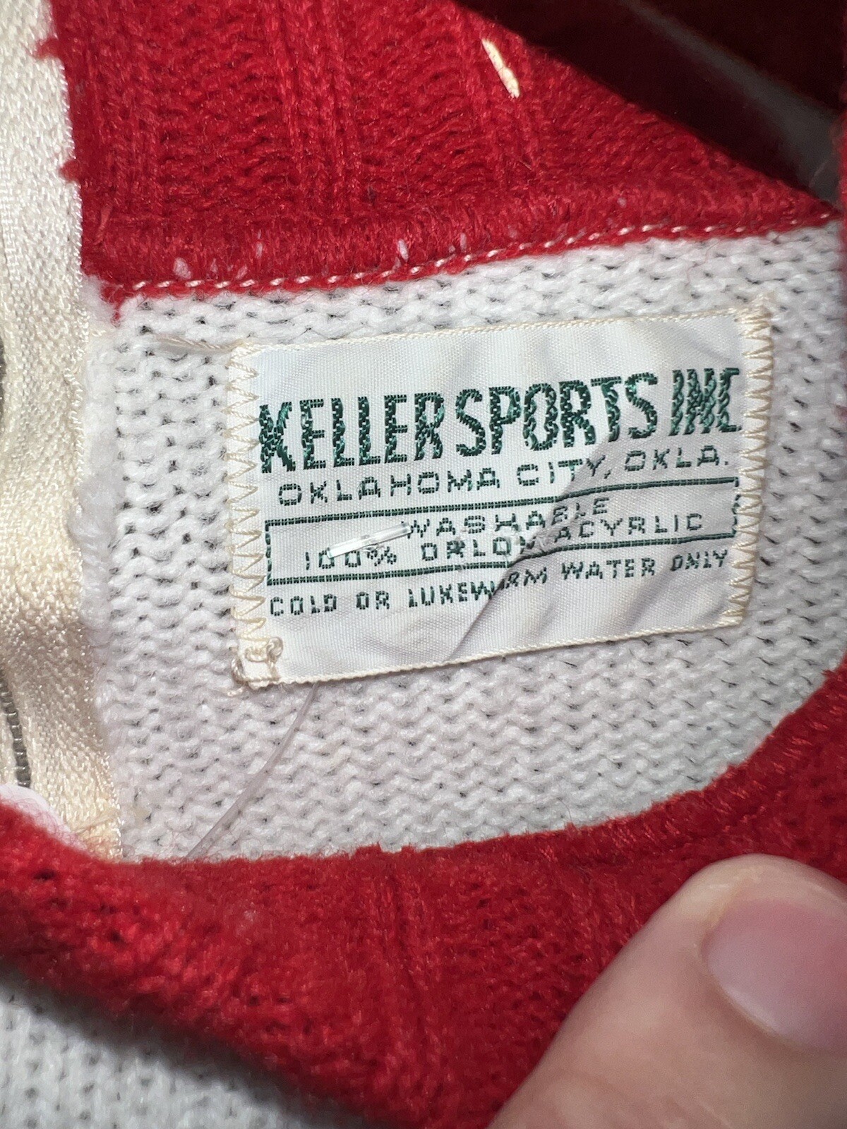 Vintage 1980s Cheerleader Sweater Red White Size SMALL Keller Knit Cheer 70s 80s