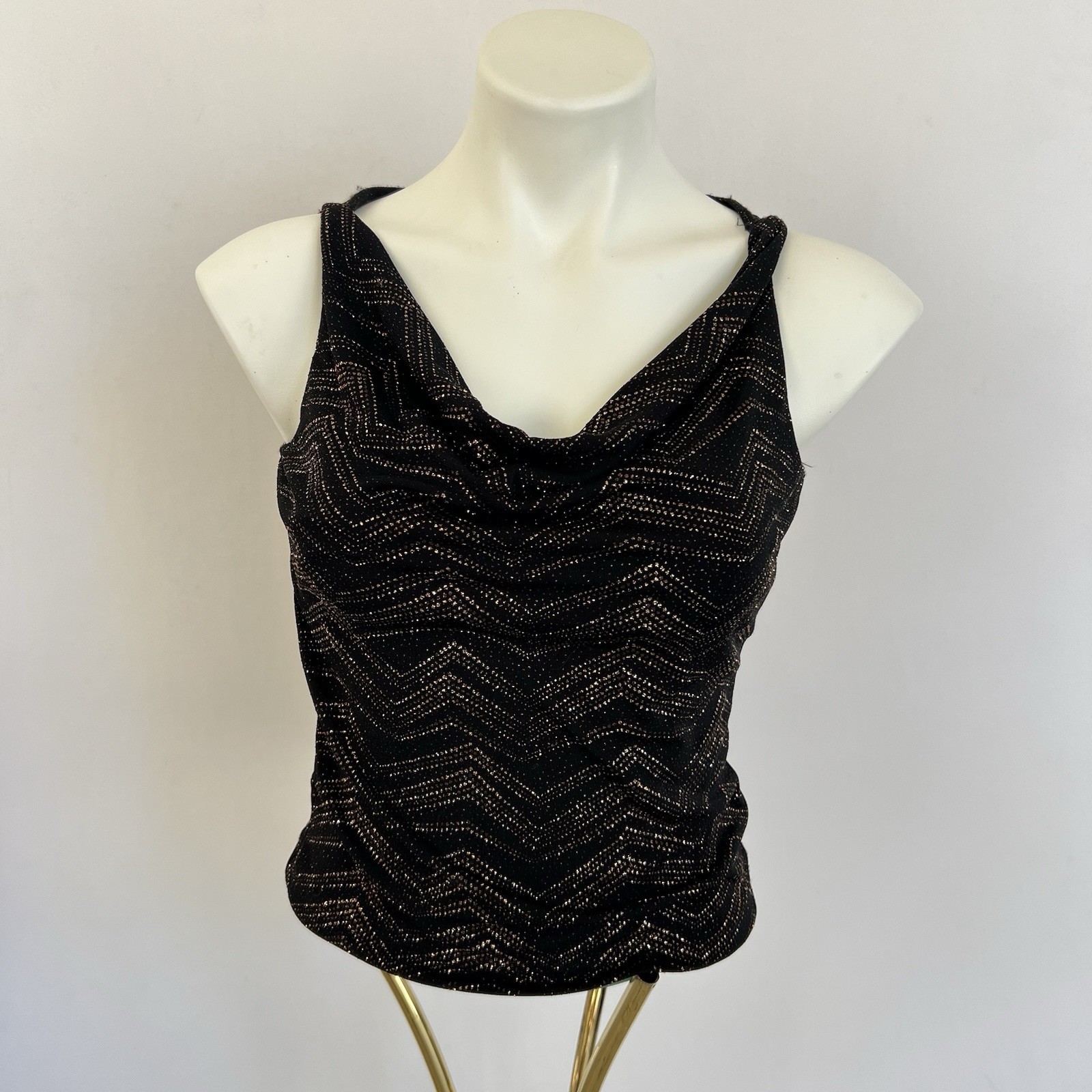 Vintage 90s Black Glitter Cowl Neck Top Dark Fairy Indie Sleaze Club Whimsigoth
