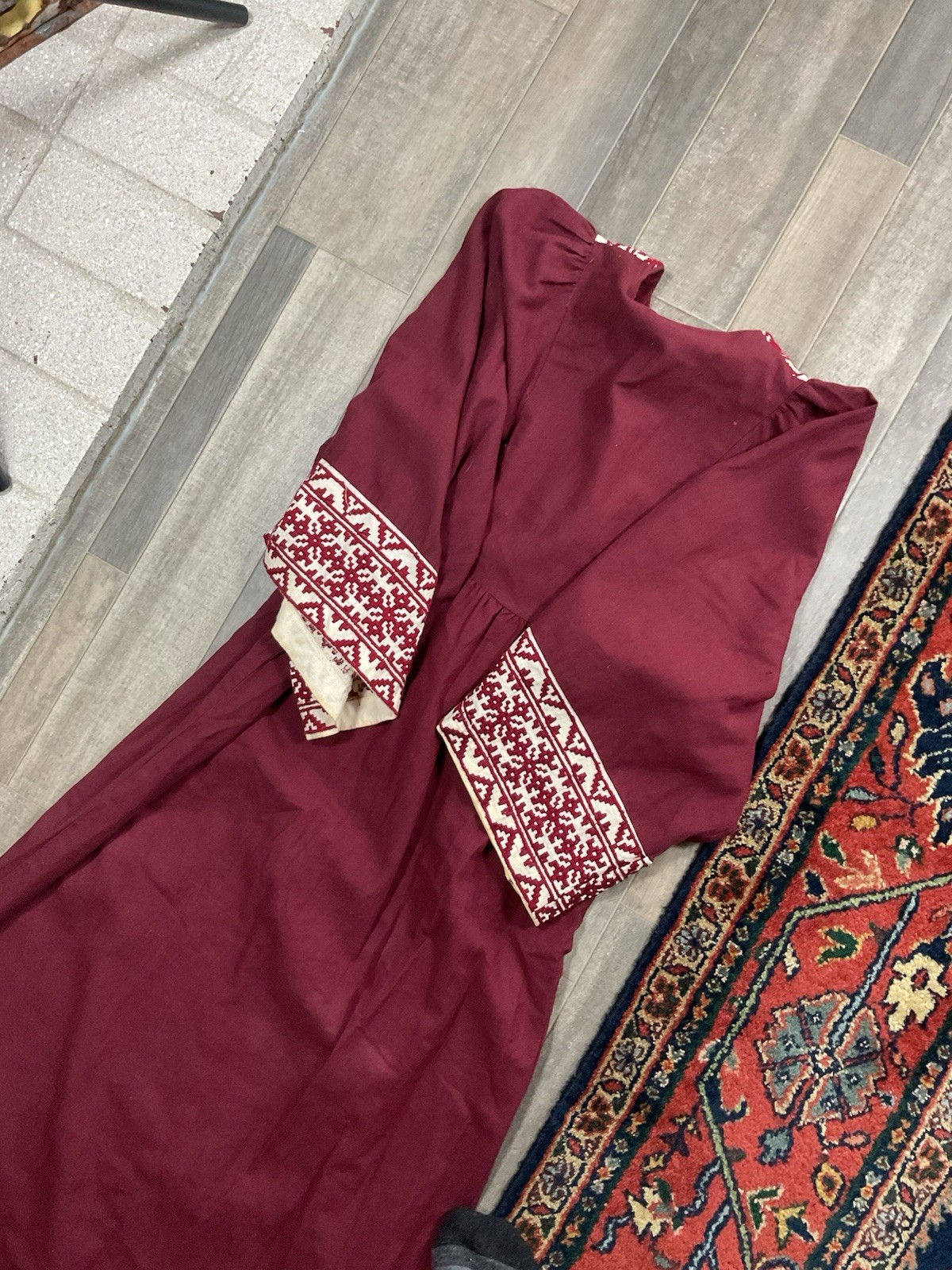 Vtg Rae Rag Dolls San Fransico Dress Maroon Bohemian Small (see Measurement)