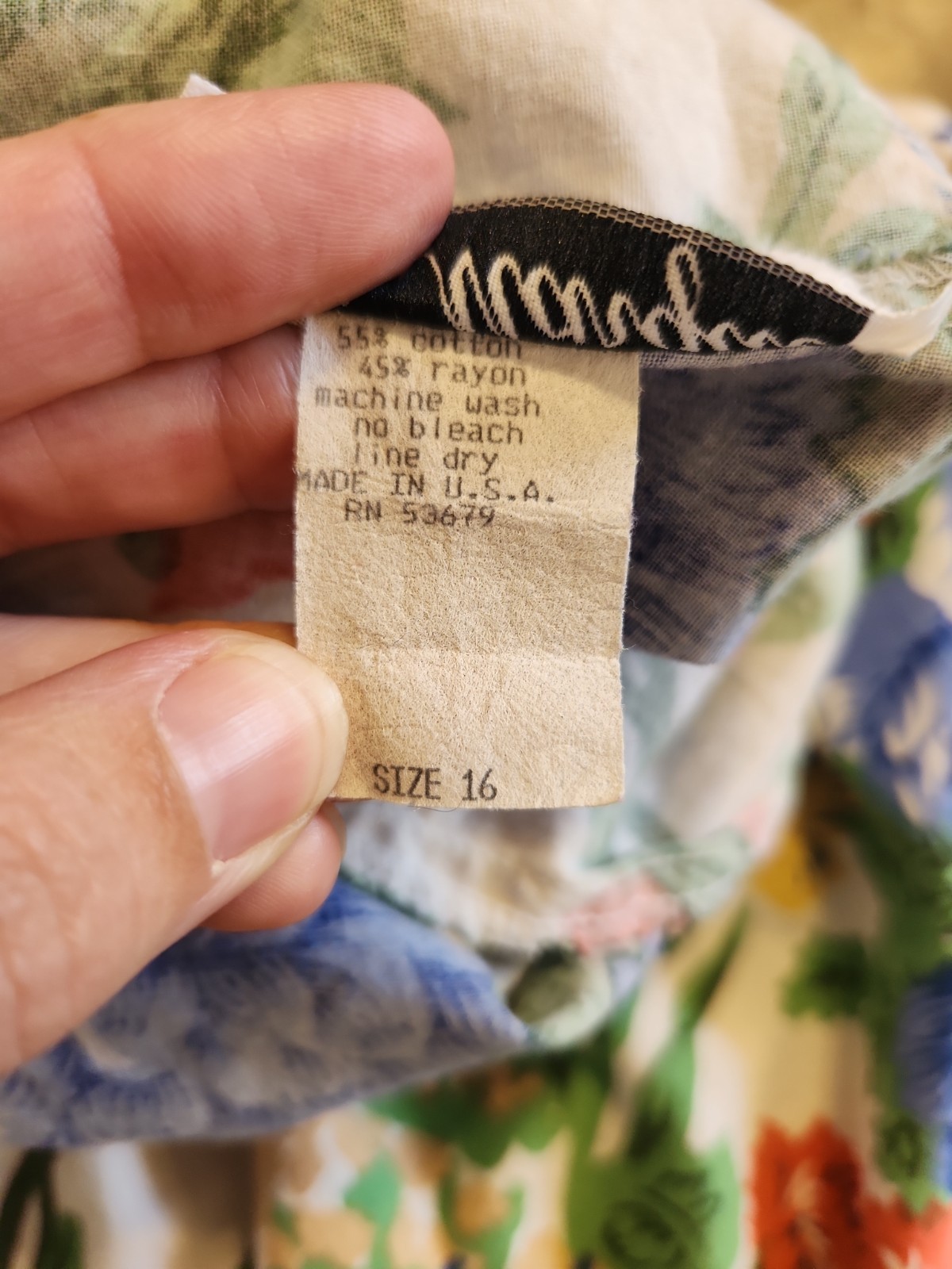 Vintage 80s Floral Skirt Jeri Marque Size 16 Cotton Blend Midi Cottagecore Boho