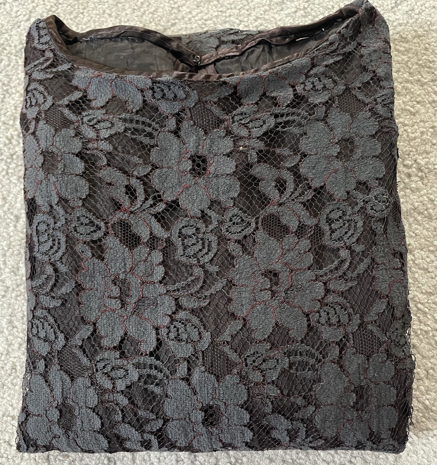 Vtg 70s Layered Floral Lace Dress Sz 4 Gray-Black Balloon Sleeve Ruffles Classic