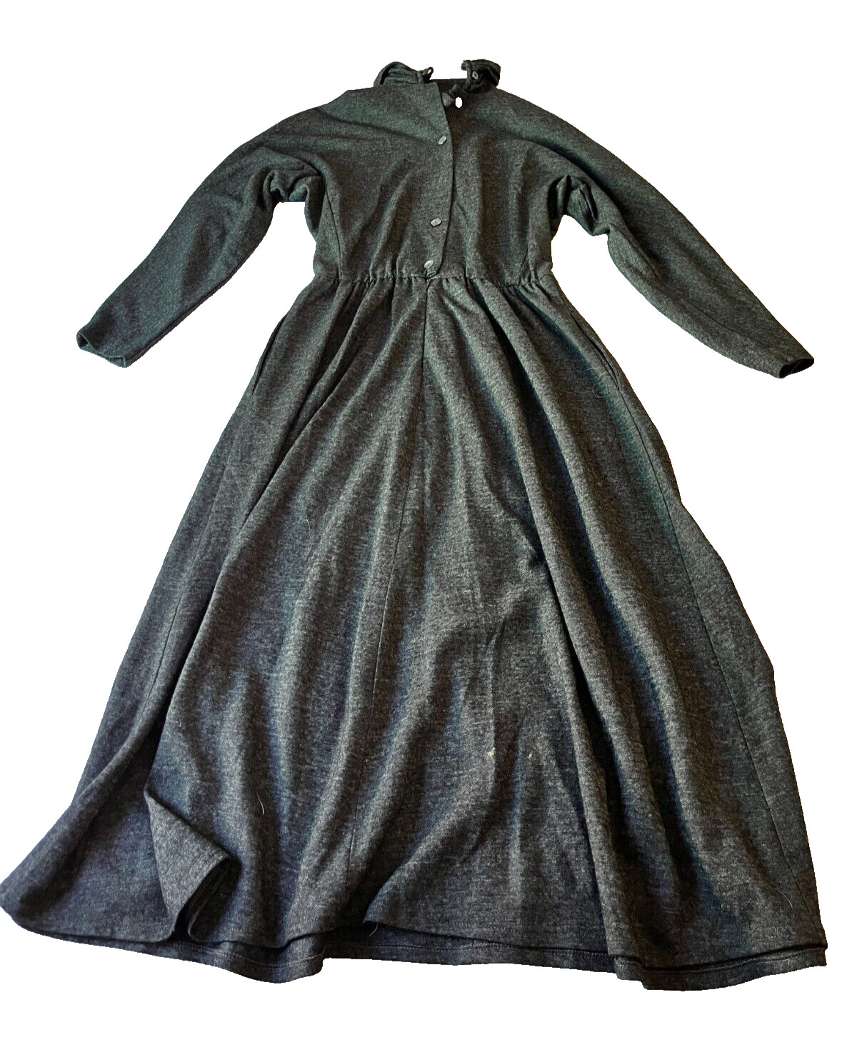 Vintage I.Magnin Long Sleeve Fit & Flare Midi Dress Size 8 Gray Button Front