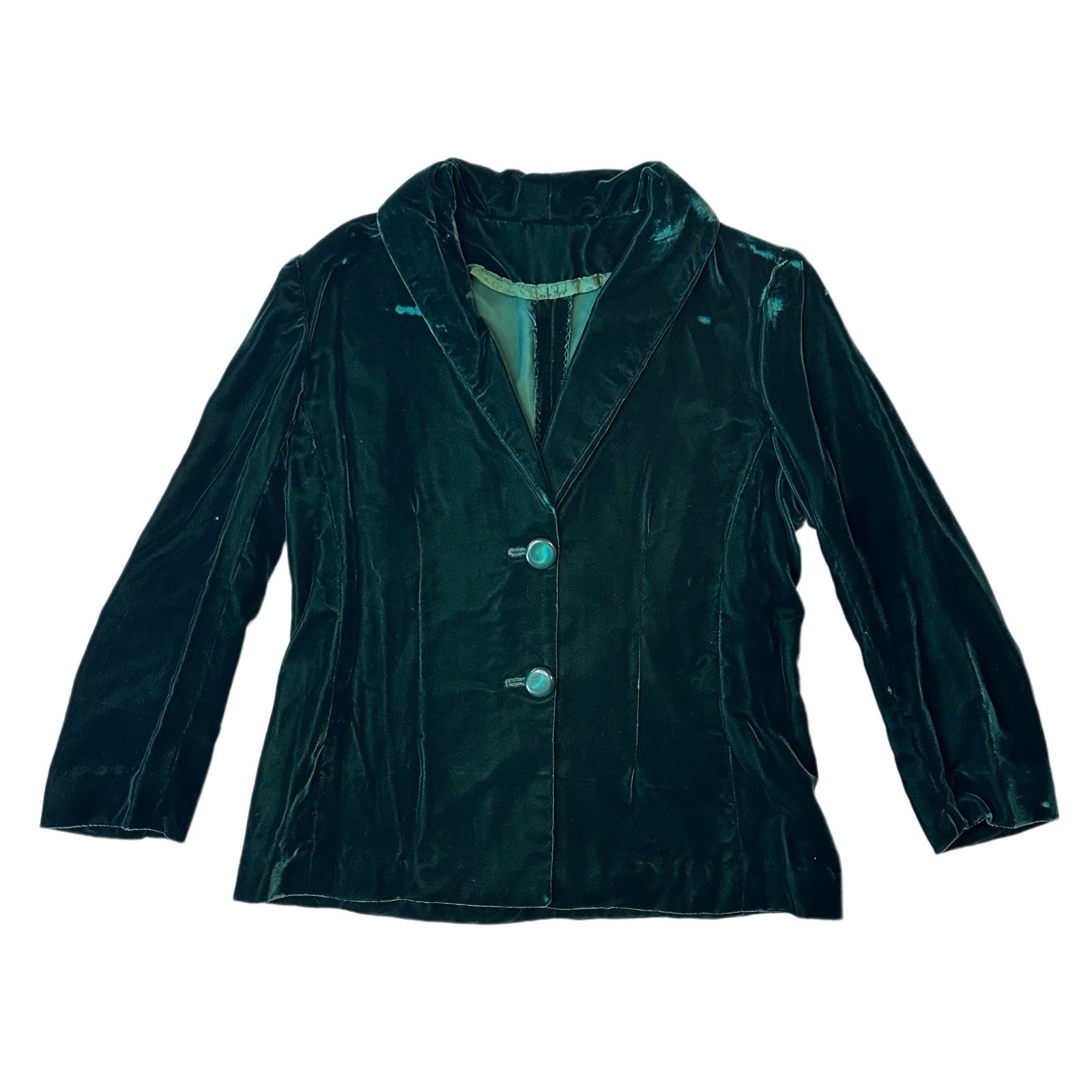 90s Vtg Handmade Green Velvet Blazer Whimsigoth Holiday Petite Medium