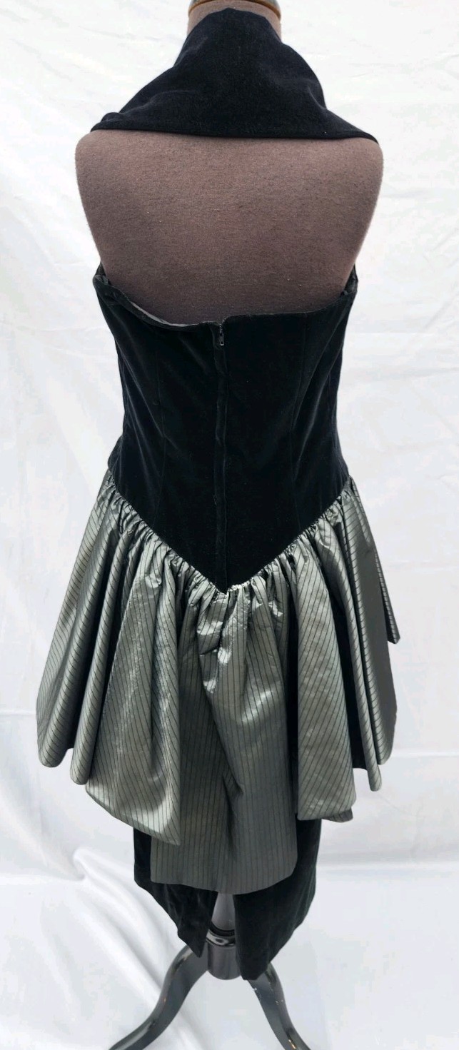Vintage Barboglio Cristina Jan Black/Gray Peplum 80s Cocktail Dress Size 6
