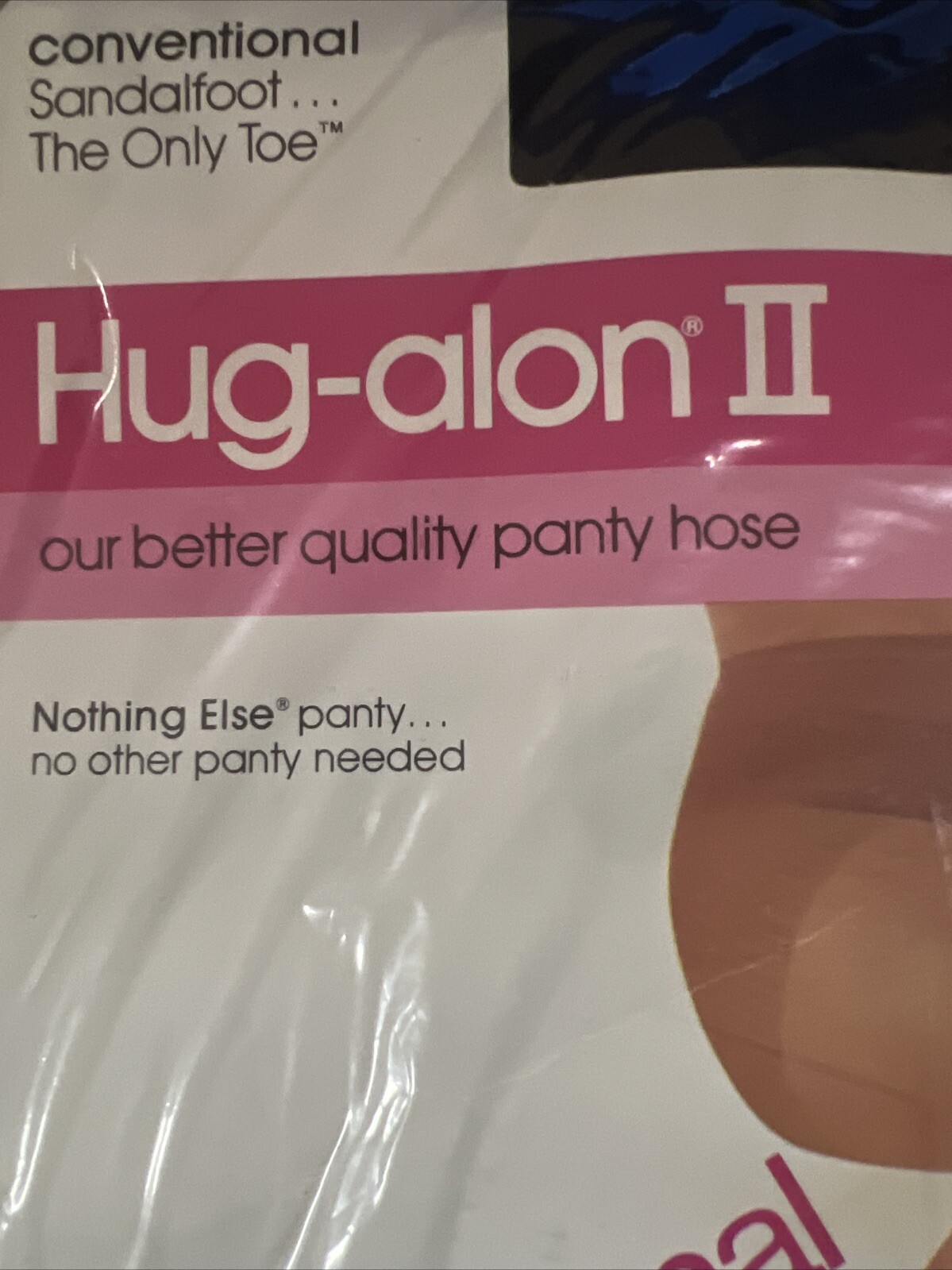Vintage New Sears Hug-Alon Pantyhose Conventional Sandal Toe Navy Blue Average