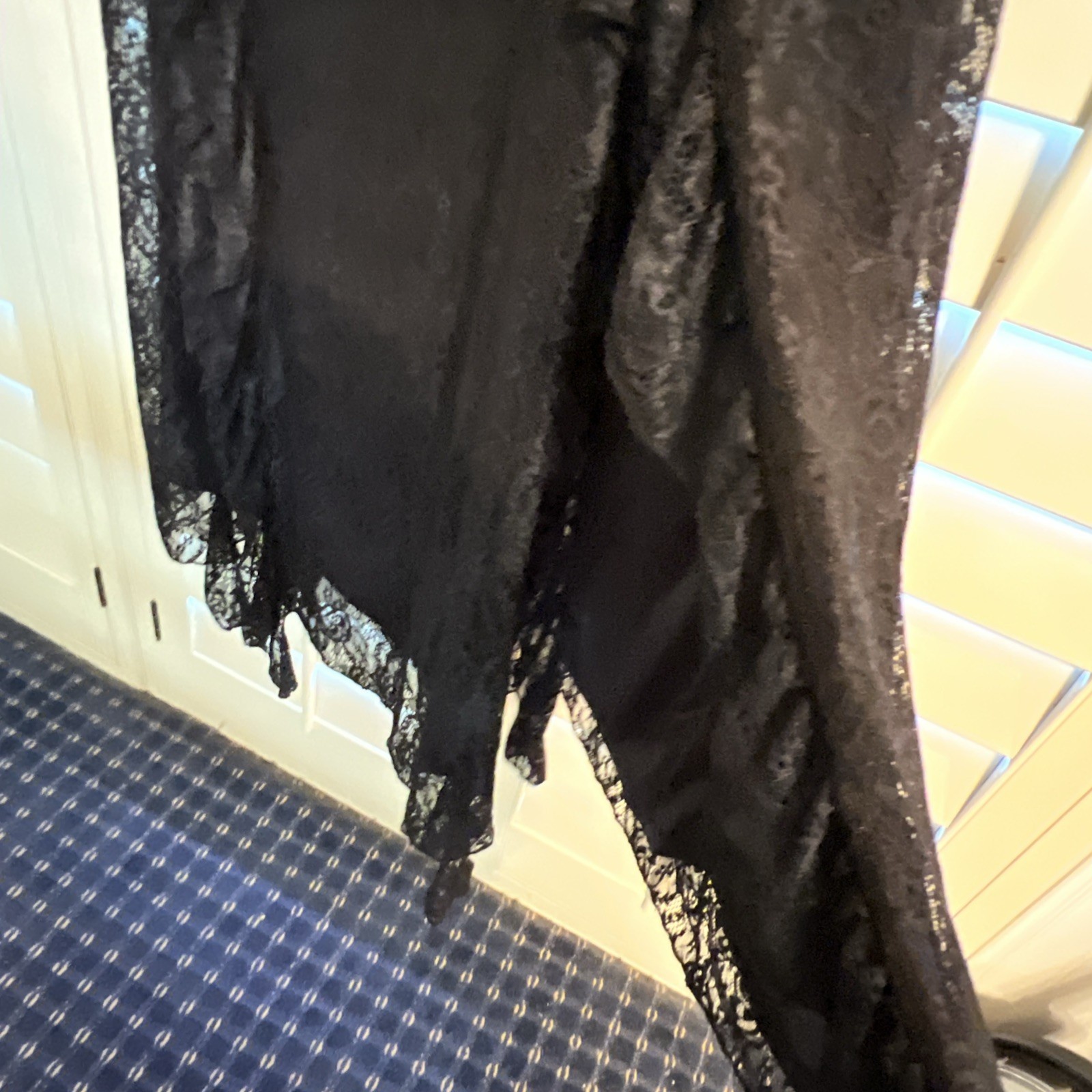 Black Lace Maxi Slip Dress Flowy Goth Sheer Layer Witchy Halloween