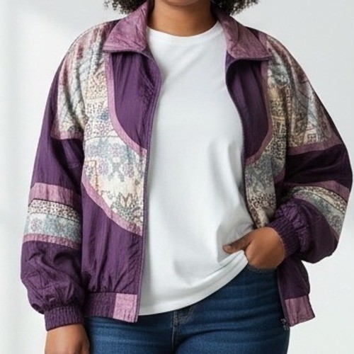 VTG 90s Purple Windbreaker Bomber Jacket XL eclectic street wear Y2K old school