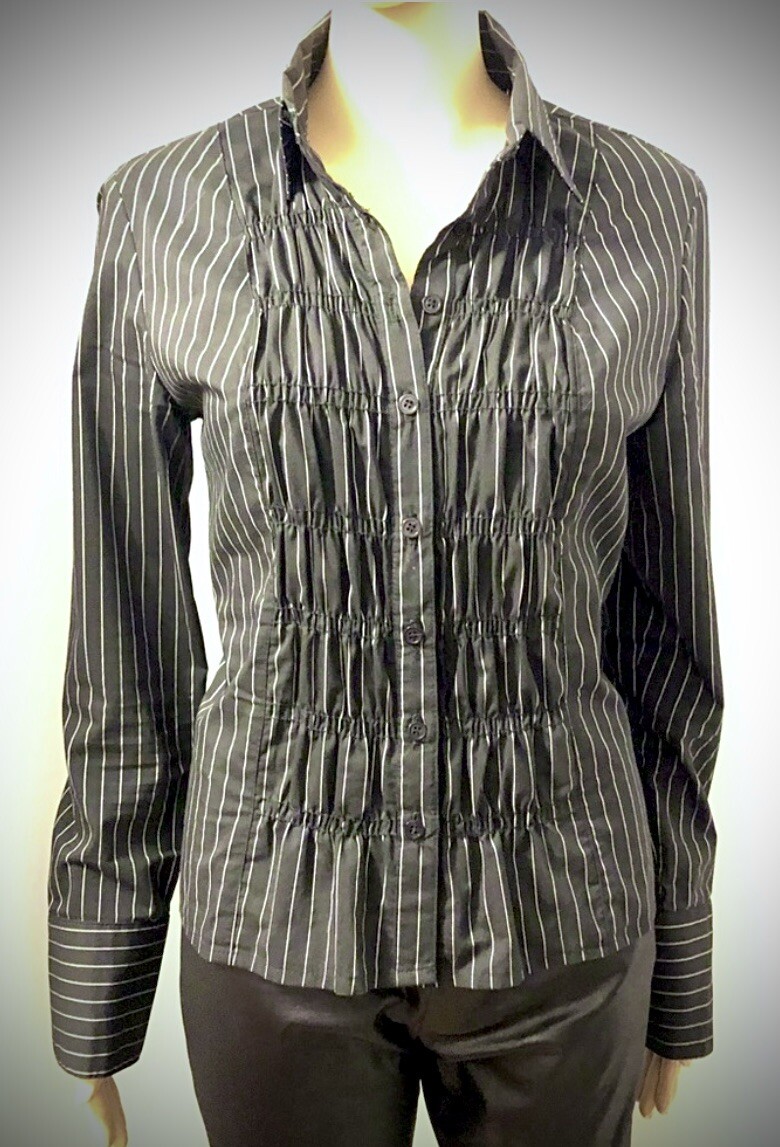 Vintage 90’s Heart Moon Star Smocked Front Button Up Striped Shirt