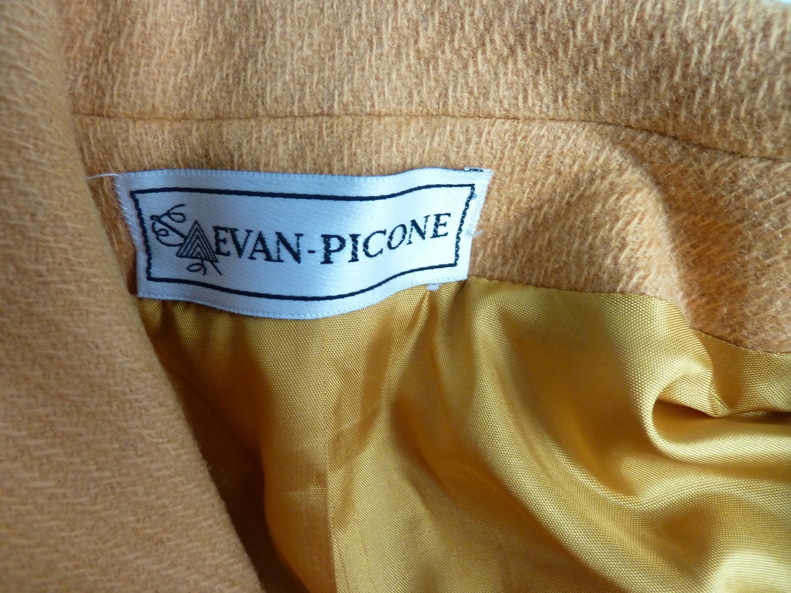 Vintage Evan Picone 100% Wool Union Mustard Yellow Princess Seam Coat 12 USA